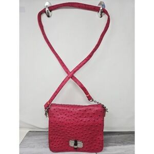 Gorgeous PINK Ostrich FAUX‎ Leather Shoulder BAG Purse Messneger